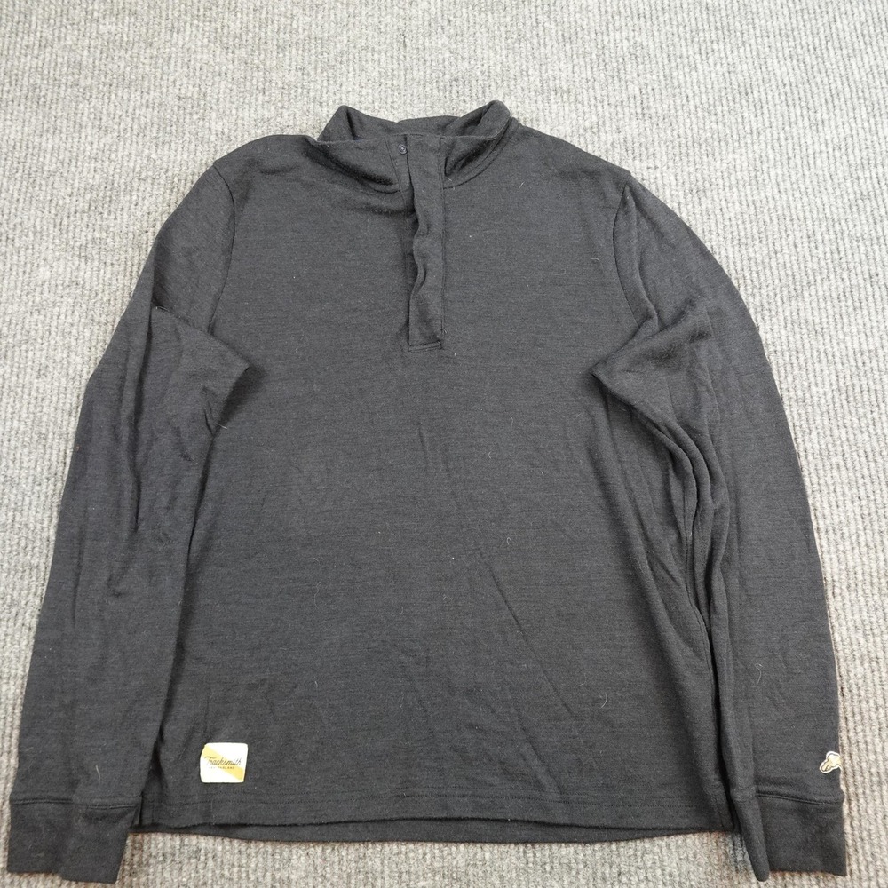 Tracksmith Shirt Mens Small Gray Merino Wool Blend Henley Running Base Layer
